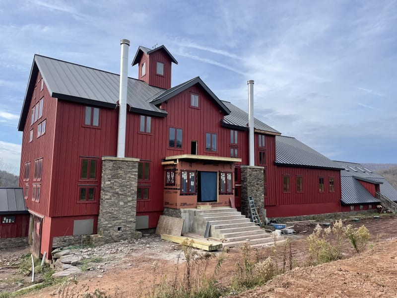 The big stone-based barn at Argyle Farms in Andes, New York
