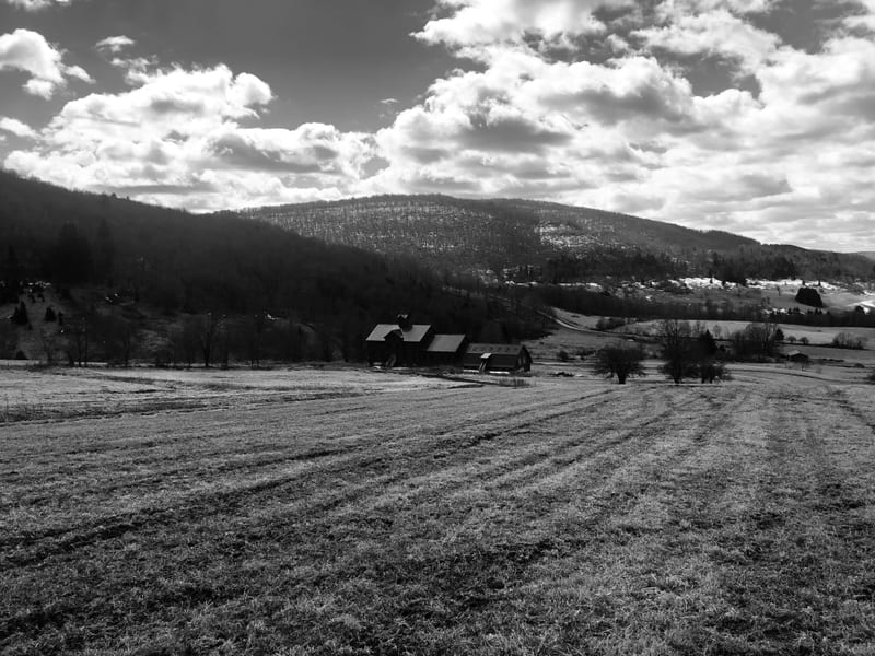The folded Catskill valley in black and white